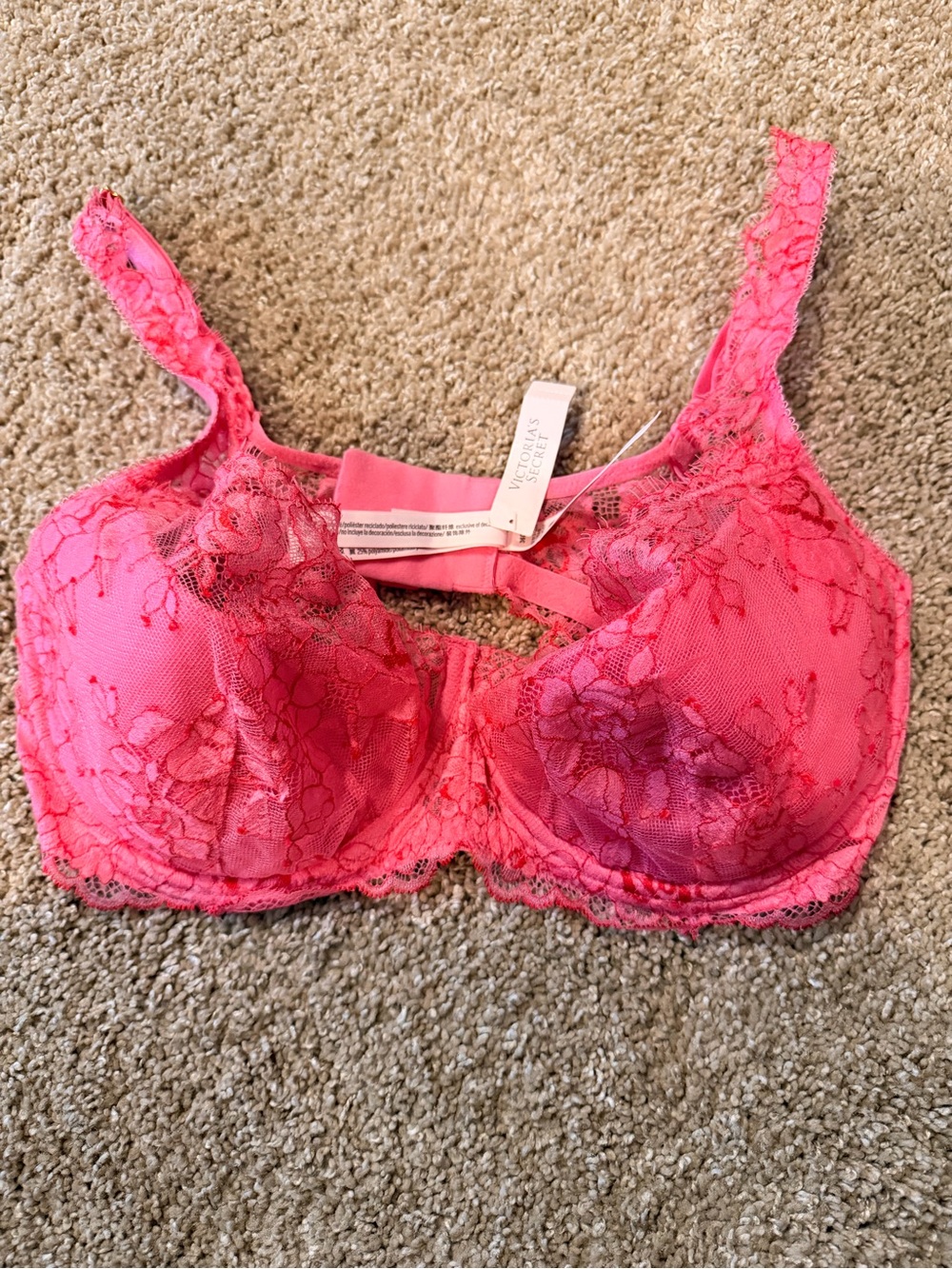 Victoria's Secret Hot Pink Lace Underwire Balconette Bra